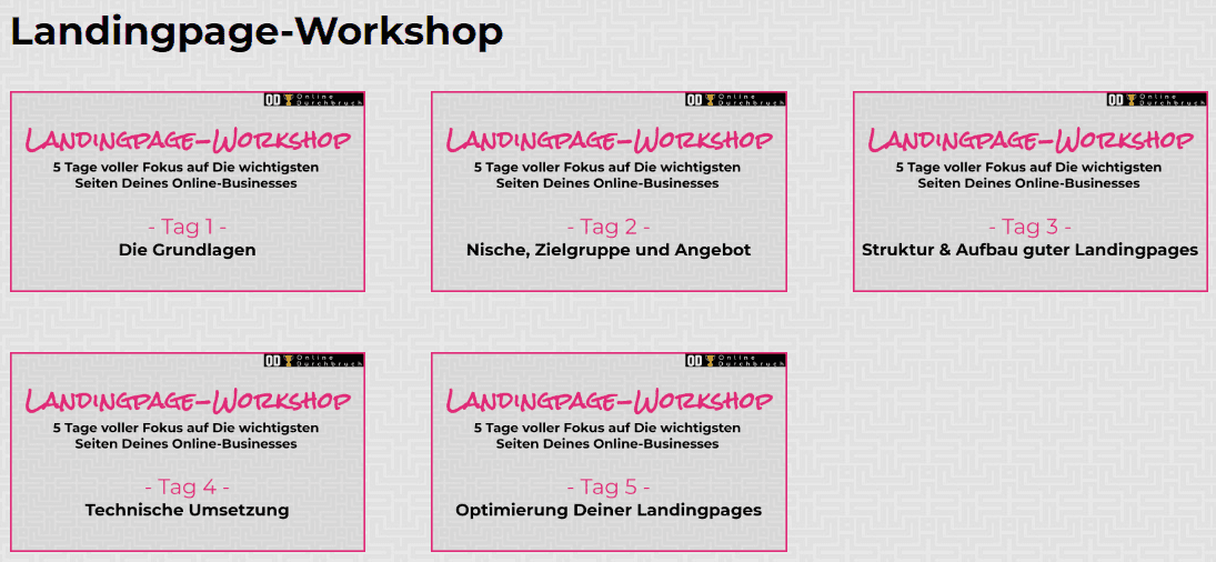 Online-Business Bundle Landingpage-Workshop